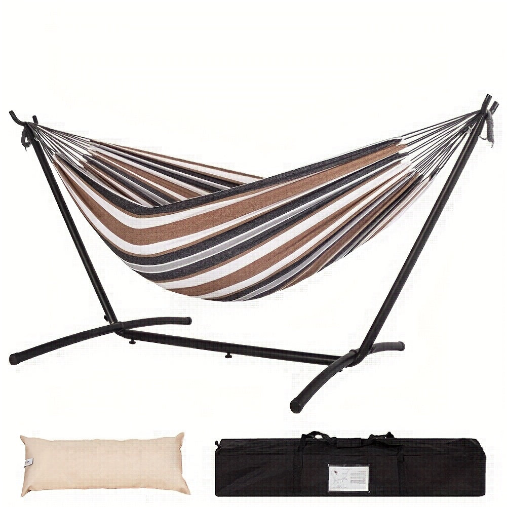 Lazy Daze Hammocks Double Hammock with Space Saving Steel Stand Includes Portable Carrying Case and Head Pillow, 450 Pounds Capacity