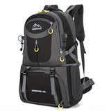 OGEHUAFEE 40L Adventure Backpack - Black with Yellow Accents, Adjustable Straps, Multiple Compartments, Durable Nylon, Ideal for Hiking, Travel, and Everyday Use, Travel Gear | Adjustable Strap Backpack | Durable Zippers