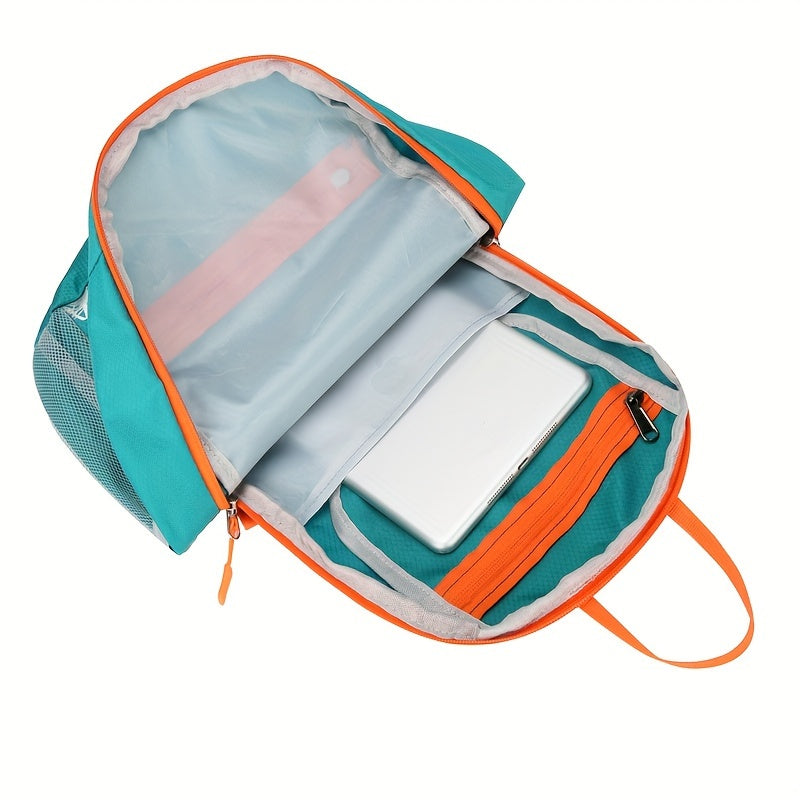 [Lightweight Foldable Backpack] Lightweight Nylon OGEHUAFEE Backpack - Large Capacity, Foldable Design | Travel, Hiking & Commuting, Black with Floral Accents, Adjustable Shoulder Straps, Zip Closure