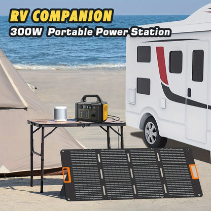 293Wh/300W Portable Power Bank With Solar Panel For Family Emergency Outdoor Hunting Camping RV Trip