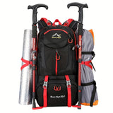 Universal Climbing Backpack, Lightweight Travel, Multifunctional, Hiking, Alphabet Pattern, Hard Shell, Black, with Zipper Closure, Hip Adjustment, Nylon Fabric, Utility Pocket, Cord Embellishment, Wipe with Damp Cloth, for L