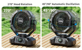 20000mAh Battery Powered Camping Fan - Dual Motor, 8-Speed Remote Control & 4 LED Lanterns, Portable Outdoor Fan with Tent Hook for Camping, Blackouts, Construction Sites