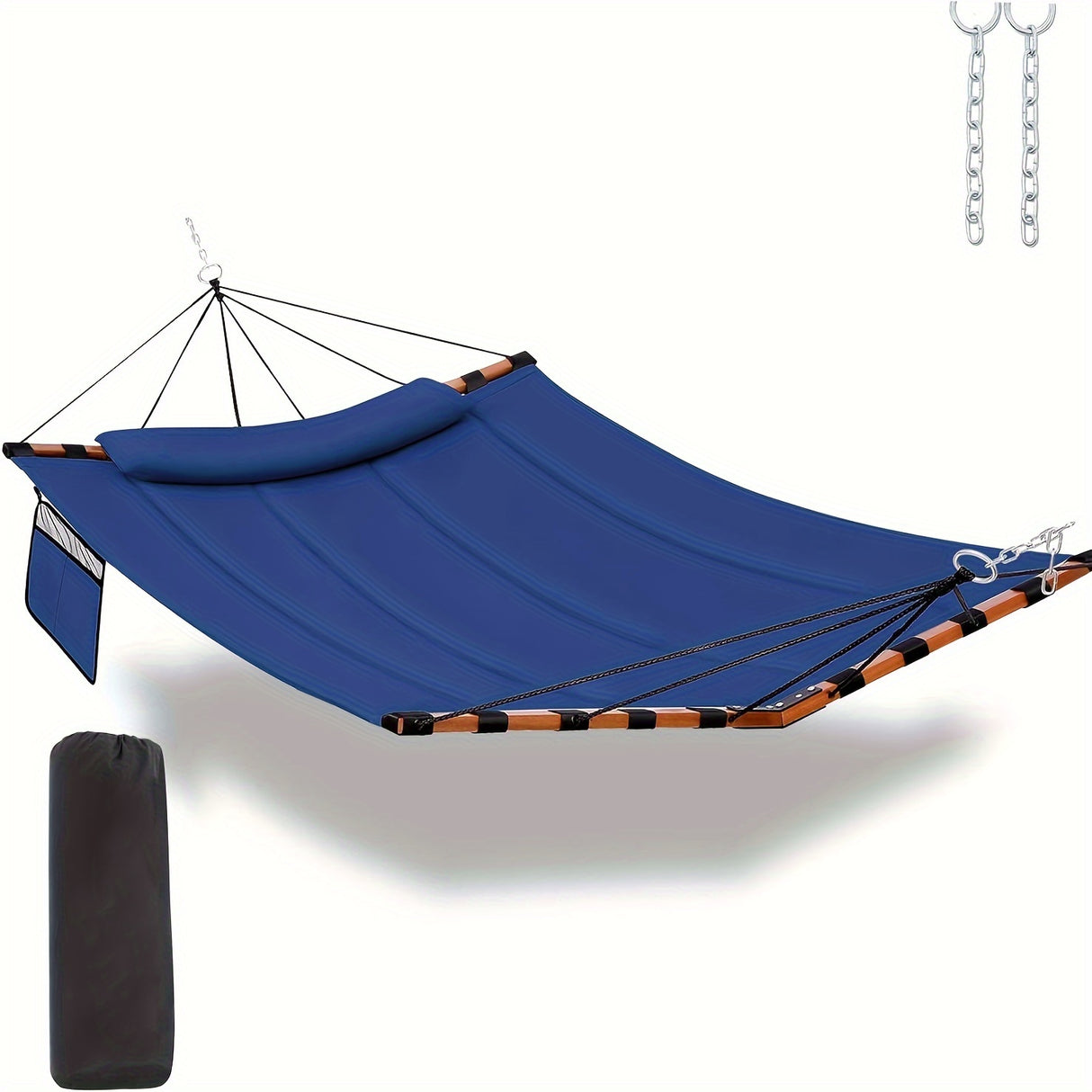 Deluxe 12ft 2-Person Beige Hammock with V-Shaped Hardwood Spreader Bar & Durable Nylon Rope - 450LB Capacity, Quick-Dry Fabric for Patio, Garden, Backyard, Beach & Poolside Relaxation, Hammocks for Outside