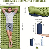 4-Inch Thick Self-Inflating Camping Air Mattress - Ultralight Sleeping Pad with Built-in Foot Pump Pillow for Backpacking, Hiking & Tent Use - Compact, Portable, and Rectangle Single-Person TPU Fabric Design with Stuff Sack I