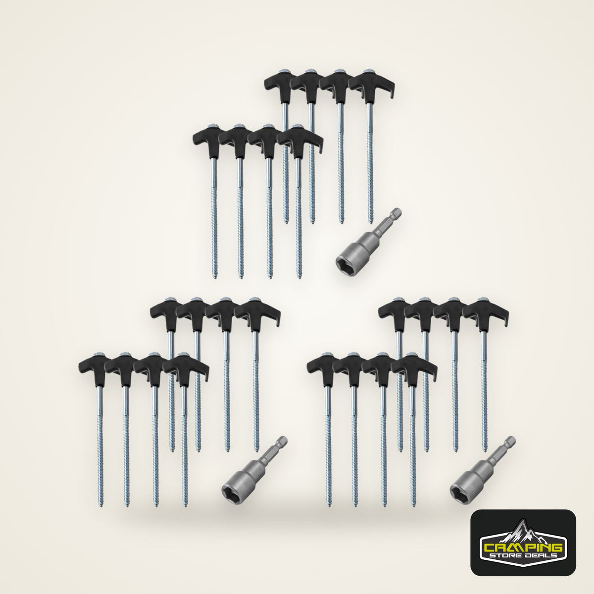 8/24Pcs Camping Pegs Drill In with Hex Socket Stakes Ground Anchors Camping Stakes Tent Ground Nail Screw in Camping Tent Pegs