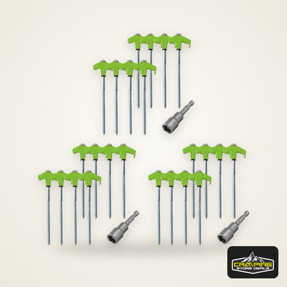 8/24Pcs Camping Pegs Drill In with Hex Socket Stakes Ground Anchors Camping Stakes Tent Ground Nail Screw in Camping Tent Pegs