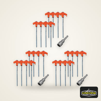 8/24Pcs Camping Pegs Drill In with Hex Socket Stakes Ground Anchors Camping Stakes Tent Ground Nail Screw in Camping Tent Pegs