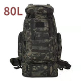 80L Camo Black Mountaineering Backpack Large Capacity Outdoor Bag