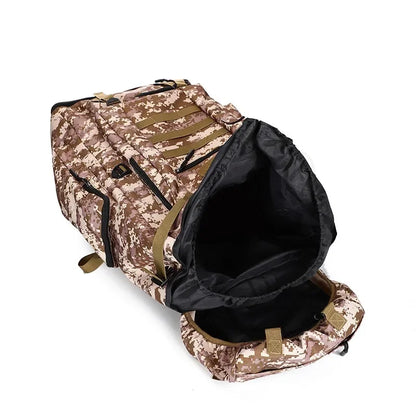 80L Camo Black Mountaineering Backpack Large Capacity Outdoor Bag