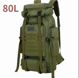 80L Camouflage Green Tactical Backpack for Hiking and Trekking