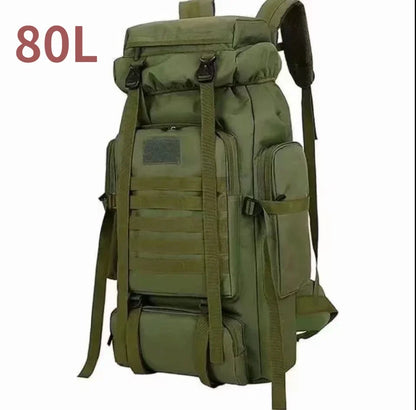 80L Camouflage Green Tactical Backpack for Hiking and Trekking