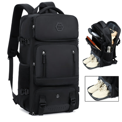 Light Blue Travel Backpack for Men and Women – Fits 17.3" Laptop, Adjustable Straps, Shoe Compartment, Breathable Mesh Back, Durable Polyester for Camping, Hiking, and Travel – Casual, Multipurpose Design