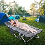 LILYPELLE Folding Camping Cot Bed With 2-Side Mattress, Heavy Duty Sleeping Cot Bed With Carry Bag, Portable Travel Camp Cots For Home, Double Layer Oxford, For Office Nap And Outdoor Beach
