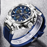 [Popular Choice] LIGE Watches for Men, 1968.5inch Clock Alarm LCD Dual Display Wristwatch