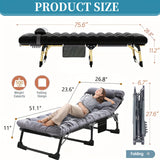Sleeping Cots for Adults, 5-Position Folding Chaise Lounge Chairs Outdoor, Portable Folding Bed Cot Lounge Chair for Beach Lawn Camping Pool Sun Tanning