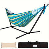 Lazy Daze Hammocks Double Hammock with Space Saving Steel Stand Includes Portable Carrying Case and Head Pillow, 450 Pounds Capacity