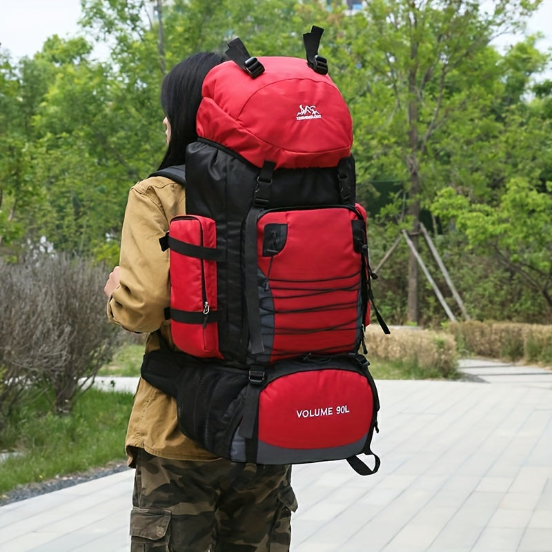 [Durable Hiking Backpack] Durable 90L Large Capacity Hiking Backpack | Multi-Compartment Design for Outdoor Trekking, Camping & Travel, with Adjustable Straps, Laptop Sleeve, and Front Zipper Closure, Hiking Gear