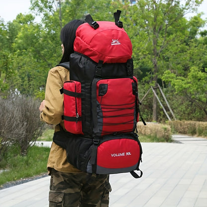 [Durable Hiking Backpack] Durable 90L Large Capacity Hiking Backpack | Multi-Compartment Design for Outdoor Trekking, Camping & Travel, with Adjustable Straps, Laptop Sleeve, and Front Zipper Closure, Hiking Gear