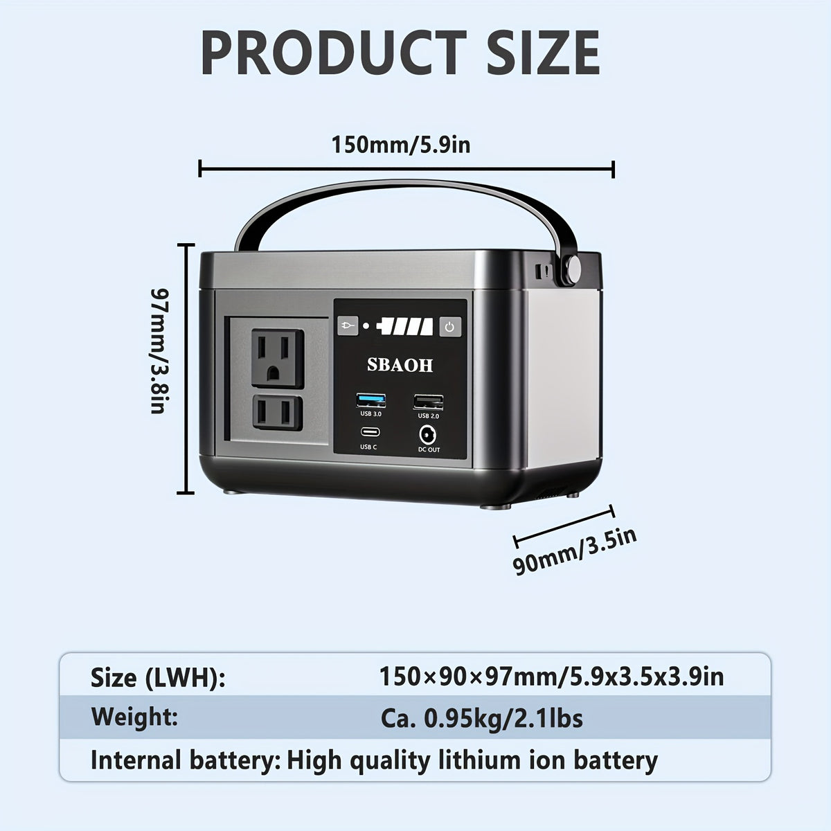 Portable Power Station 88.8WH, SBAOH Solar Power Station Lithium Battery Power Supply 110V AC USB-C Solar Power Station for Camping, Road Trip, Emergency Power Supply Black
