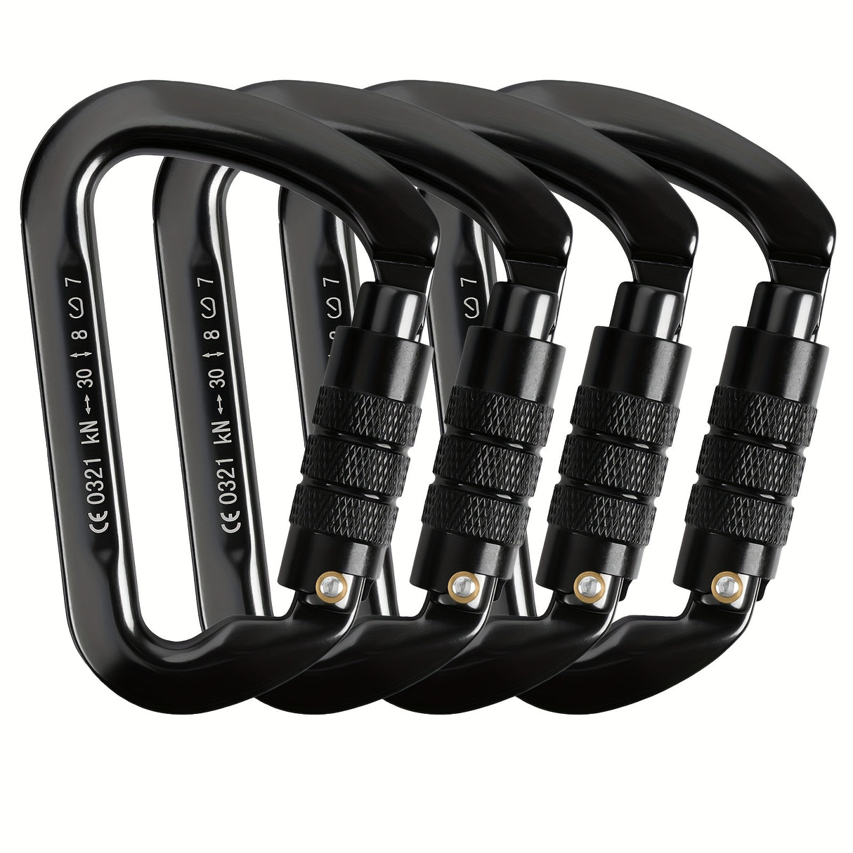 4pcs Heavy Duty 30KN Auto-Locking Carabiners - Lightweight Aluminum, D-Shaped Twist Lock for Hammocks & Outdoor Adventures