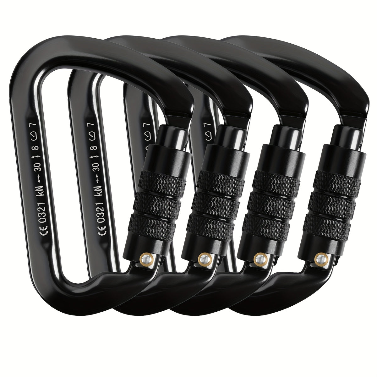 4pcs Heavy Duty 30KN Auto-Locking Carabiners - Lightweight Aluminum, D-Shaped Twist Lock for Hammocks & Outdoor Adventures