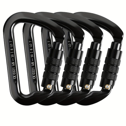 4pcs Heavy Duty 30KN Auto-Locking Carabiners - Lightweight Aluminum, D-Shaped Twist Lock for Hammocks & Outdoor Adventures