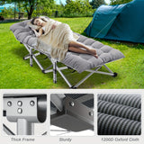 LILYPELLE Folding Camping Cot Bed With 2-Side Mattress, Heavy Duty Sleeping Cot Bed With Carry Bag, Portable Travel Camp Cots For Home, Double Layer Oxford, For Office Nap And Outdoor Beach