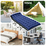 Folding Camping Cot with Thick Mattress, Heavy-Duty Sleeping Cots for Adults, with 4" Removable Cushion, 500lbs Capacity Outdoor Bed with Carry Bag, Suitable for Outdoor Beach Travel.