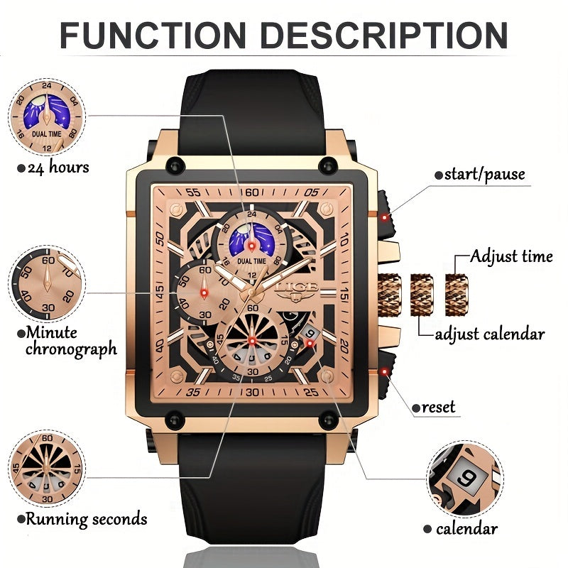 LIGE Fashion Chronograph Watches Sports Wristwatch Men's Accessories, Ideal Choice For Gifts