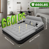[Automatic Inflatable Mattress] Automatic Double Bed Inflatable Mattress with Backrest Pillow | Portable Air Cushion Outdoor Camping Home Inflatable Mattress Bed with Inflatable Pump