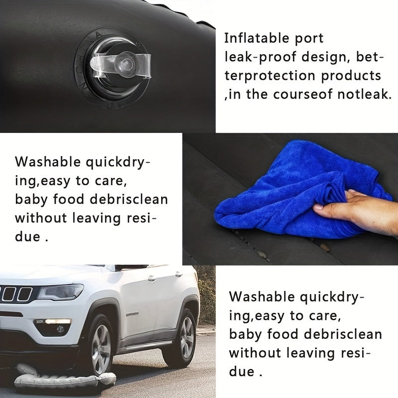 Truck and Car Inflatable Mattress - Car Rear Seat Inflatable Mattress Without Pump - Portable Rear Seat Travel Inflatable Mattress - Camping Holiday Inflatable Mattress - Sleeping Pad with 2 Pillows - Universal Type