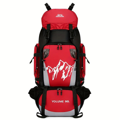 [Large Capacity | Durable] Lightweight 90L Travel Backpack | Large Capacity, Durable Nylon, Adjustable Straps | Red & Black for Hiking, Camping, and Outdoor Adventures