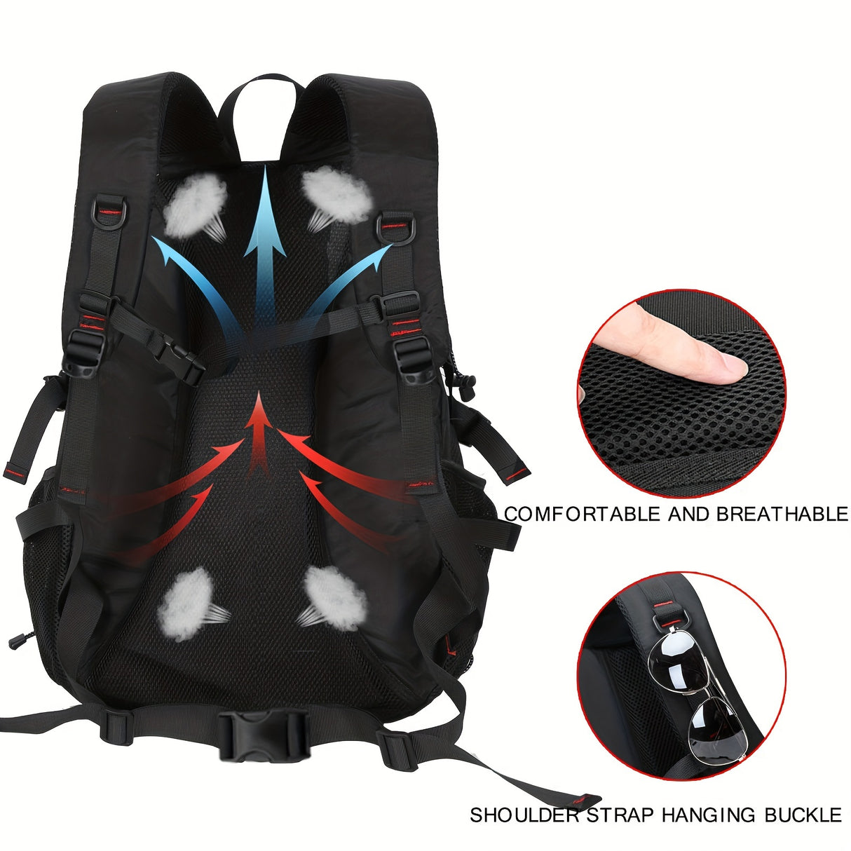 [Lightweight Hiking Backpack] CASAKECA 40L Lightweight Hiking Backpack | Durable Polyester Outdoor Travel Daypack with Laptop Sleeve, Adjustable Straps, USB Charging Port, and Multiple Compartments for Climbing, Camping & Tou
