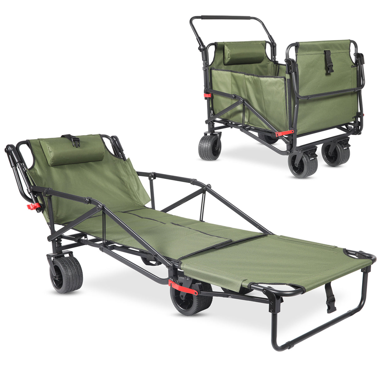 Collapsible Folding Wagon Cart, Convertible beach chair, Large Capacity Camping Wagon, Can hold up to 400 lbs, All Terrain Foldable Wagon, Heavy Duty Utility Wagon Cart For Grocery Outdoor Beach Gardening Shopping Fishing