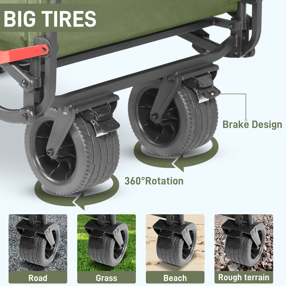 Collapsible Folding Wagon Cart, Convertible beach chair, Large Capacity Camping Wagon, Can hold up to 400 lbs, All Terrain Foldable Wagon, Heavy Duty Utility Wagon Cart For Grocery Outdoor Beach Gardening Shopping Fishing
