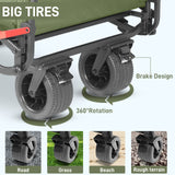 Collapsible Folding Wagon Cart, Convertible beach chair, Large Capacity Camping Wagon, Can hold up to 400 lbs, All Terrain Foldable Wagon, Heavy Duty Utility Wagon Cart For Grocery Outdoor Beach Gardening Shopping Fishing