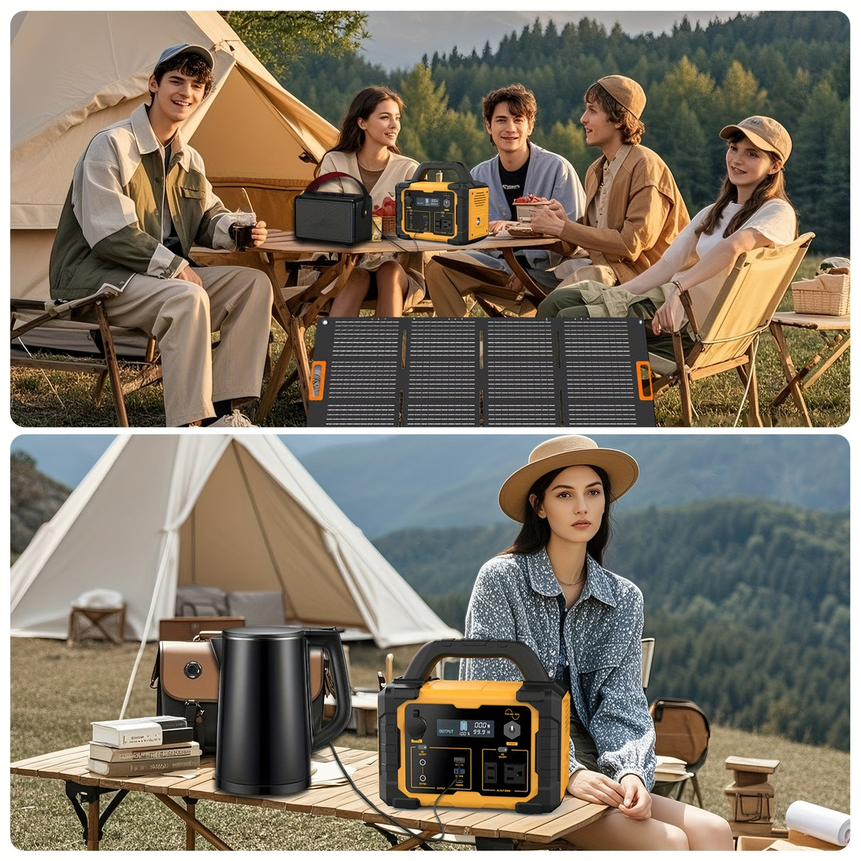 300W/294Wh Portable Power Station with Foldable Solar Panel (100W), 294Wh Solar Generator & 100W Solar Panel, Suitable for Family Emergency Outdoor Hunting Camping RV Trip