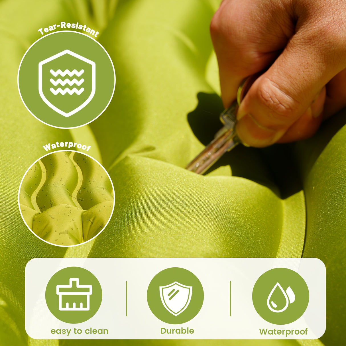 [Portable Camping Bed] Lightweight 1-Person Portable Inflatable Camping Bed | Compact Self-Inflating Outdoor Sleeping Pad with Non-Slip Base, Easy Setup for Camping, Travel, Backyard, Durable Fabric