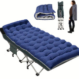 Folding Camping Cot with Thick Mattress, Heavy-Duty Sleeping Cots for Adults, with 4" Removable Cushion, 500lbs Capacity Outdoor Bed with Carry Bag, Suitable for Outdoor Beach Travel.