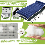 Folding Camping Cot with Thick Mattress, Heavy-Duty Sleeping Cots for Adults, with 4" Removable Cushion, 500lbs Capacity Outdoor Bed with Carry Bag, Suitable for Outdoor Beach Travel.