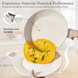 Pots and Pans Set Non Stick, 12 Pcs Kitchen Cookware Sets Induction Cookware Granite Cooking Set with Frying Pans, Saucepans, Steamer Silicone Shovel Spoon & Tongs White