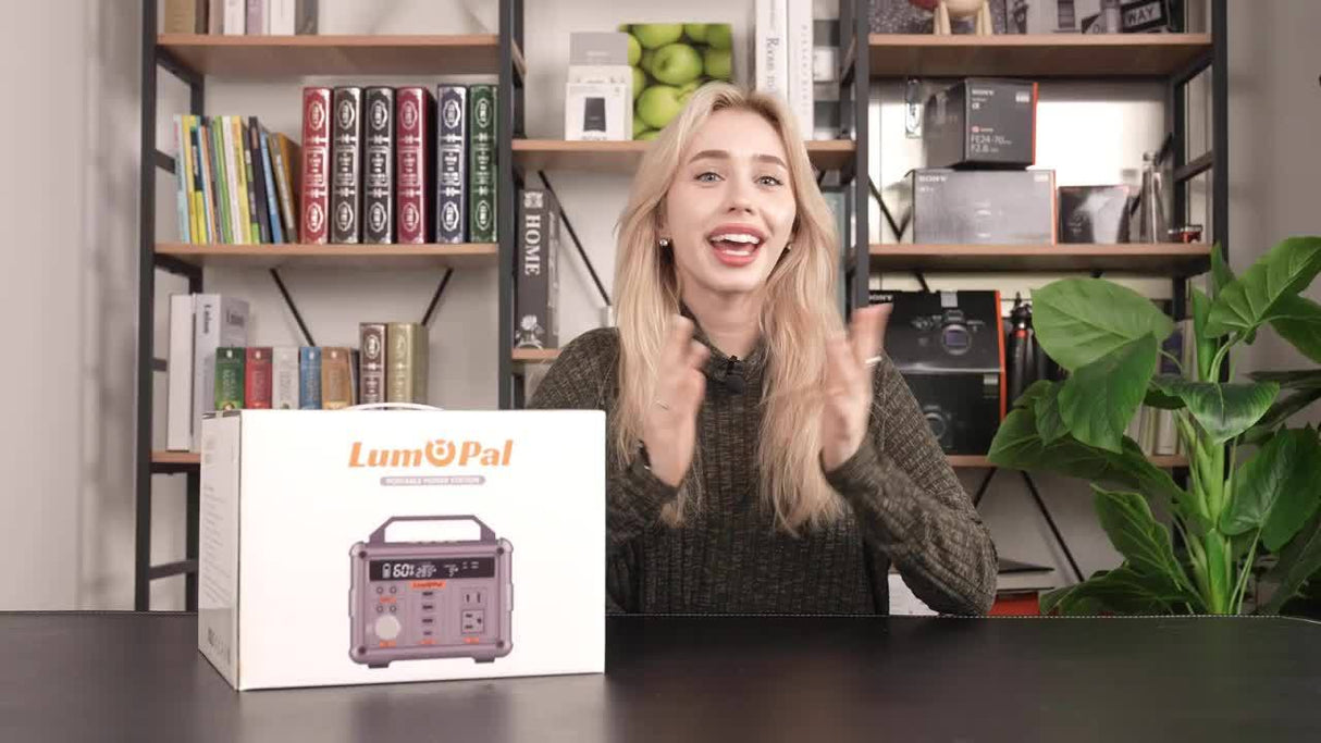 Portable Power Station 300W, Lumopal 298Wh Solar Generator IP63 Waterproof Super Quiet With PD 100W USB-C/ 120V AC Pure Sine Wave Outlet, Backup Lithium Battery For Camping Home Blackout (500W PEAK)
