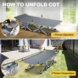 Folding Camping Cot Bed For Adults Sleeping 1200D Double Layer Oxford Portable Folding Outdoor Cots For Camping W/Soft Pad Carry Bag, Portable Travel Camp Cot Bed, Heavy Duty, For Patio, Courtyard, Lawn, And Garden, Ideal As