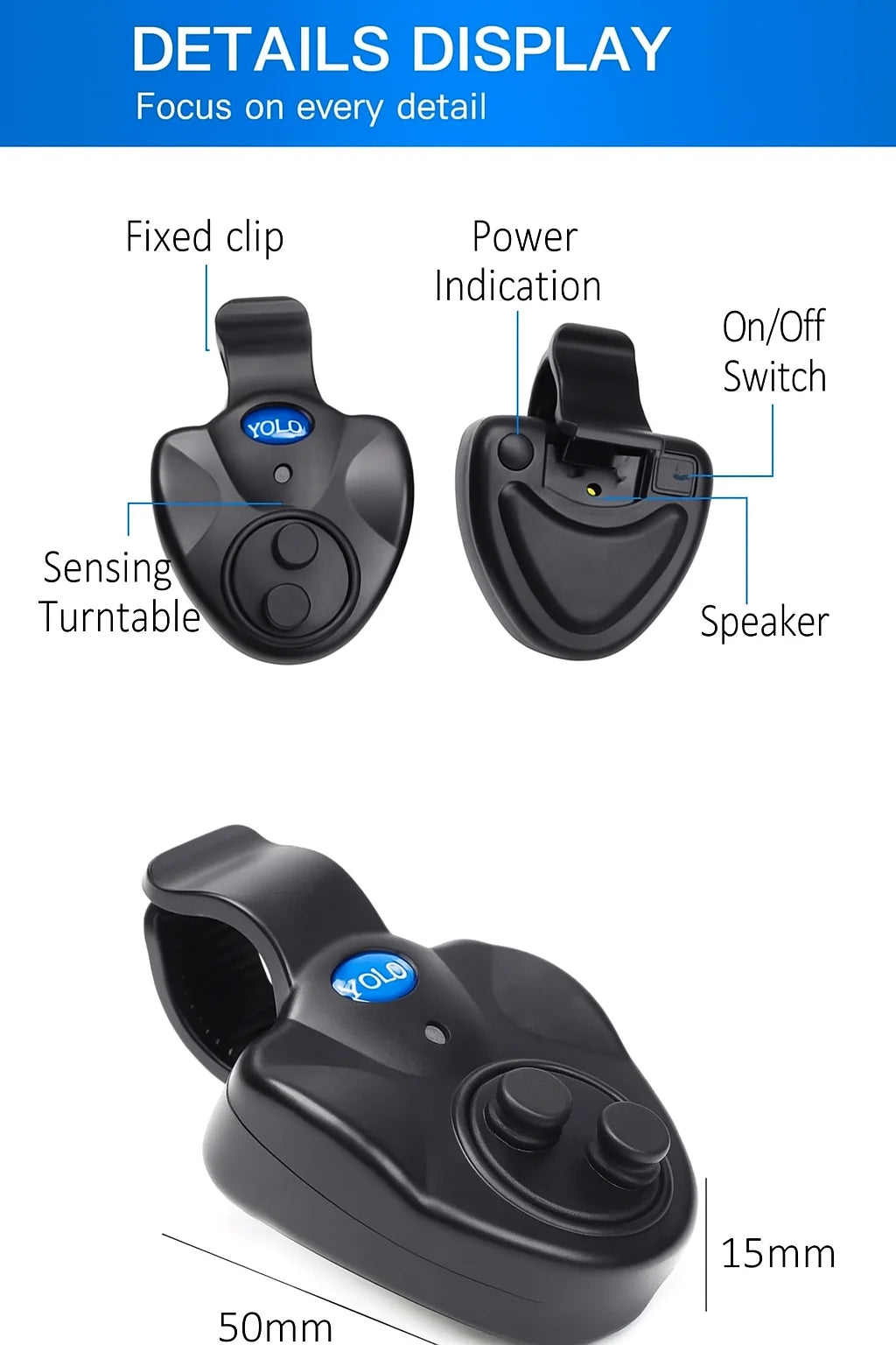 Clip-On Electronic Bite Alarm with LED & Sound