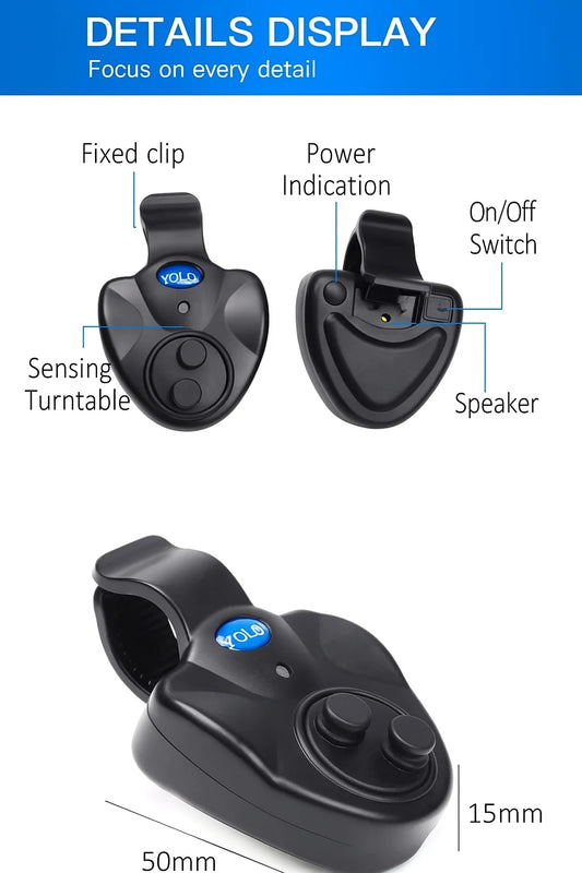 Clip-On Electronic Bite Alarm with LED & Sound