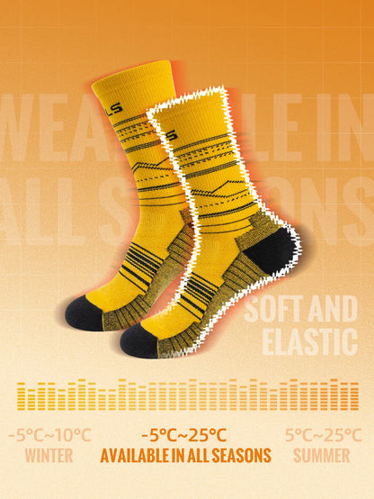 WRELS Merino Wool Socks Hiking Running Socks Soft Lightweight Shock Absorption Damping Mid-Calf Breathable Ankle Cycling Socks