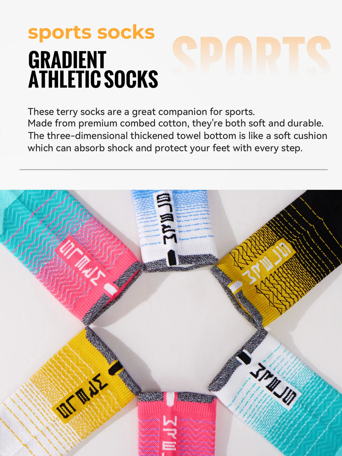 WRELS 1/2/3 Cushioned Sports Athletic Socks Breathable Running Socks Cushion Padded Moisture Wicking For Walking Hiking Running