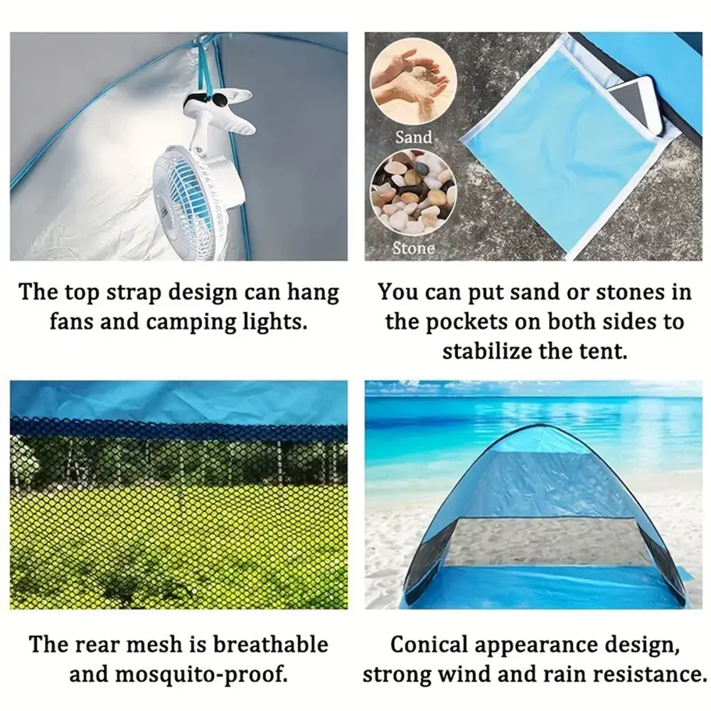 Quick Set Up-Pop Up Beach Tent Portable Sun Shade Shelter Outdoor Camping Fishing Canopy,Camping Accessories,Sturdy Construction