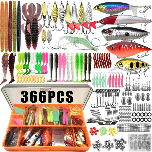 86/88/136/149/366pcs Fishing Lure Kit For Trout/Pike/Bass Multi-Lure Fishing Set Layered Tackle Pro Gear Tackle Box