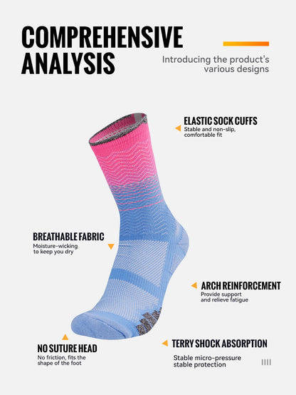 WRELS 1/2/3 Cushioned Sports Athletic Socks Breathable Running Socks Cushion Padded Moisture Wicking For Walking Hiking Running